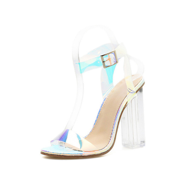 Modern női magas sarkú cipő fehér csattal