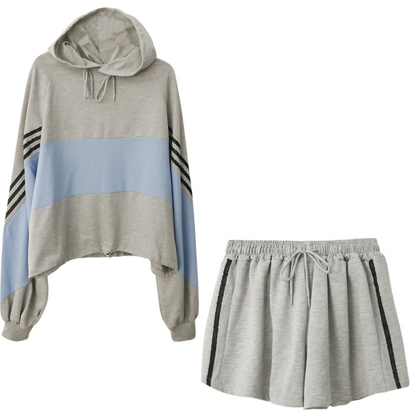 Női sport szett pulóverrel és rövidnadrággal, két színben