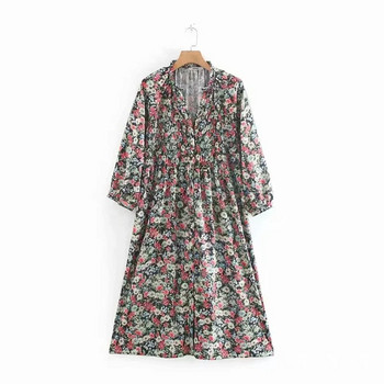 Model nou de rochie de dama colorata cu decolteu in V