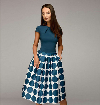 Stílusos női ruha rövid ujjú, O-nyakú három színben