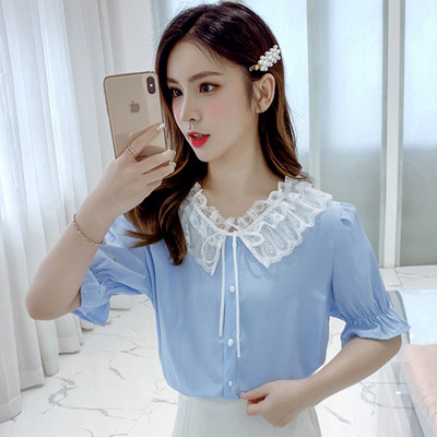 Cămașă elegantă de damă în două culori cu dantelă