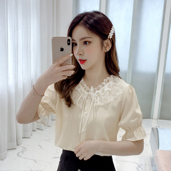 Cămașă elegantă de damă în două culori cu dantelă