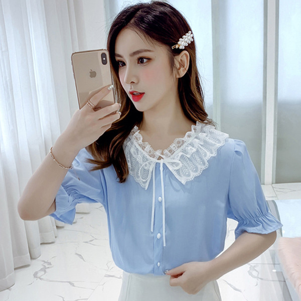 Cămașă elegantă de damă în două culori cu dantelă