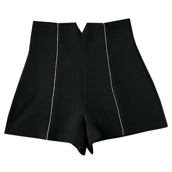 Pantaloni scurti de dama la moda cu talie inalta in doua culori