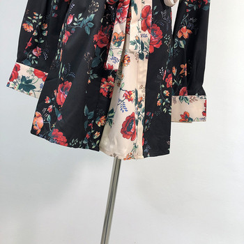 Rochie de dama cu maneci lungi si cravate in talie