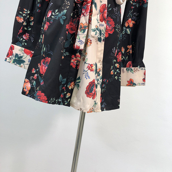 Rochie de dama cu maneci lungi si cravate in talie