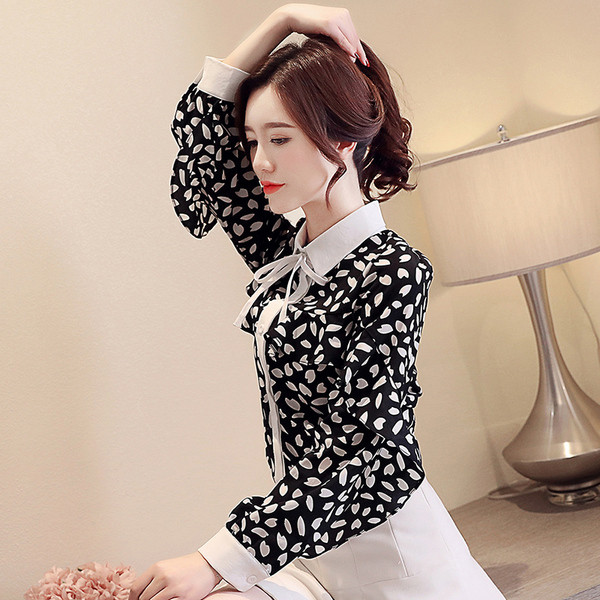 Camasa eleganta de dama in doua culori cu nasturi si cravate