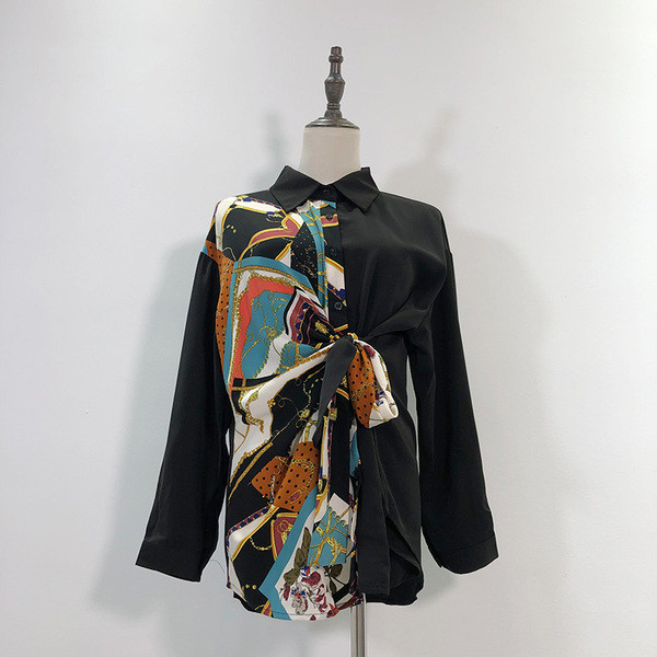 Fekete színű, mintás női ing