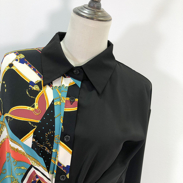 Fekete színű, mintás női ing