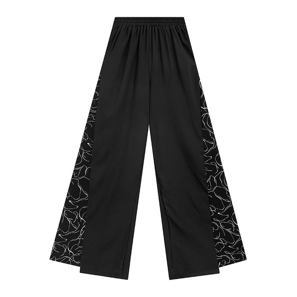 Дамски ежедневни панталони с еластична талия в черен цвят