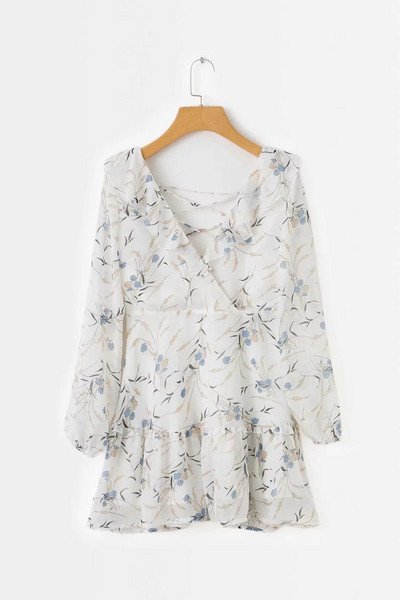 Rochie de dama cu maneci lungi si model floral