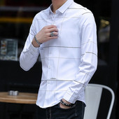 Stílusos férfi hosszú ujjú ing fehér és szürke színben
