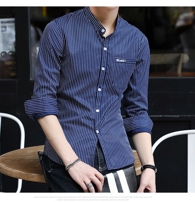 Modern férfi ing három színben, hosszú ujjal és zsebbel