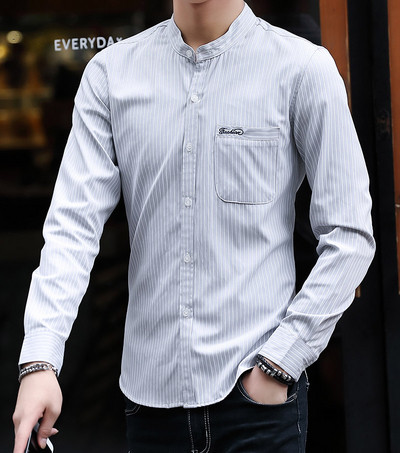 Modern férfi ing három színben, hosszú ujjal és zsebbel