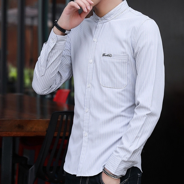 Modern férfi ing három színben, hosszú ujjal és zsebbel