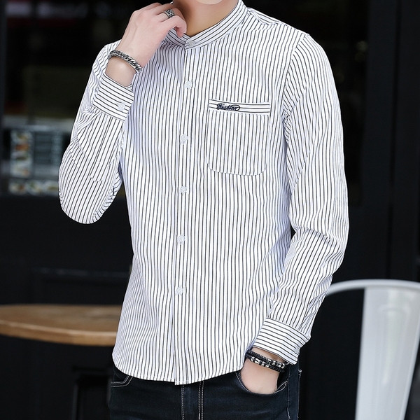 Modern férfi ing három színben, hosszú ujjal és zsebbel