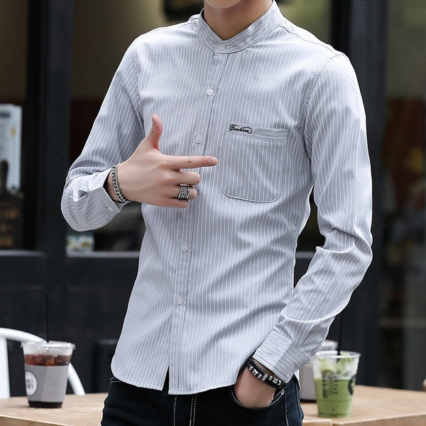 Modern férfi ing három színben, hosszú ujjal és zsebbel