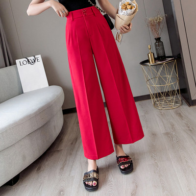 Елегантен дамски панталон с висока талия в три цвята - широк модел