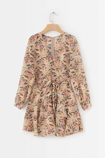 Rochie modernă de damă cu decolteu în V drept floral