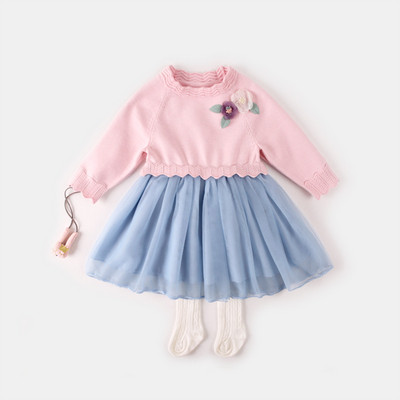 Модерна детска рокля за момичета - розов цвят