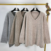 Női pulóver V-nyakú és széles ujjú három színben