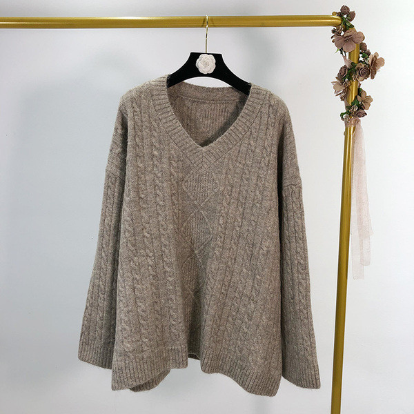 Női pulóver V-nyakú és széles ujjú három színben