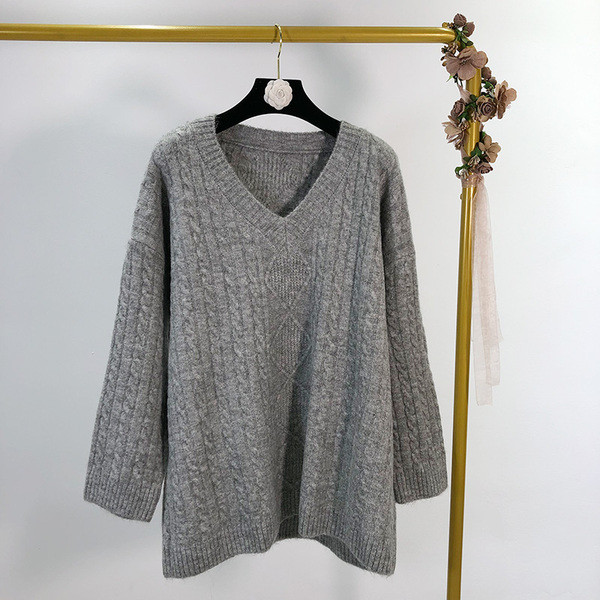 Női pulóver V-nyakú és széles ujjú három színben