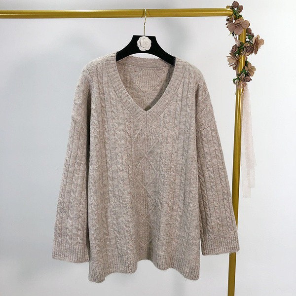 Női pulóver V-nyakú és széles ujjú három színben