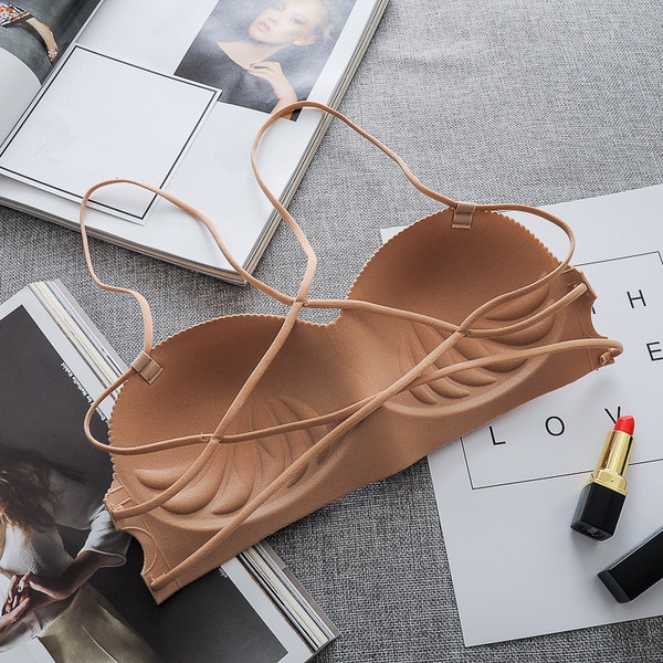 Sutien de dama cu bretele incrucisate in negru si bej