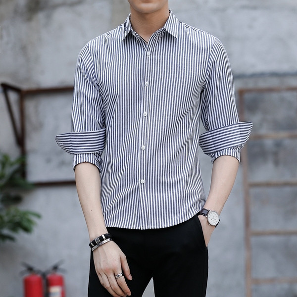 Férfi csíkos ing hímzéssel - négy színben