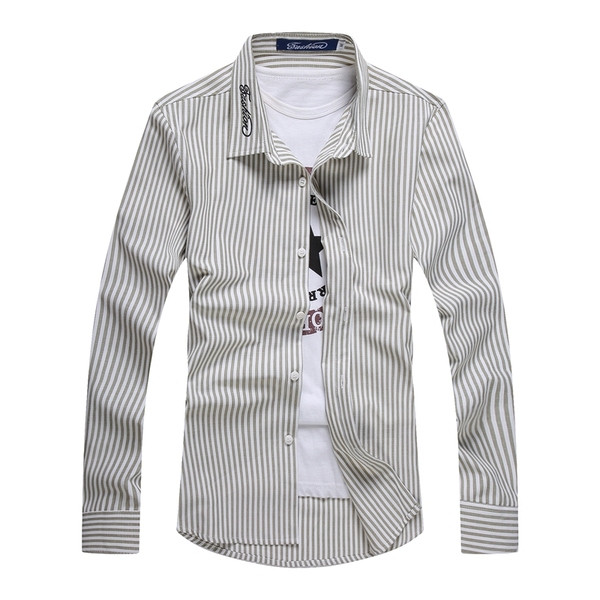 Férfi csíkos ing hímzéssel - négy színben