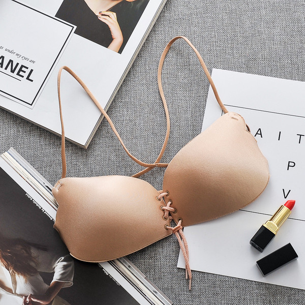 Sutien de dama modern cu cravate in negru si bej