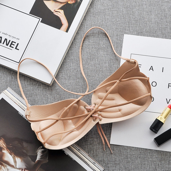 Sutien de dama modern cu cravate in negru si bej