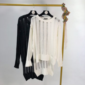 Pulover de dama cu decolteu oval in doua culori