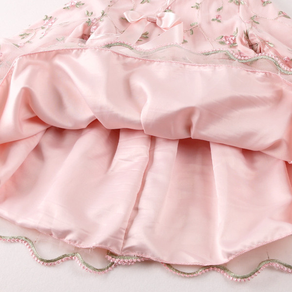 Rochie eleganta pentru copii cu broderie pentru fete in roz