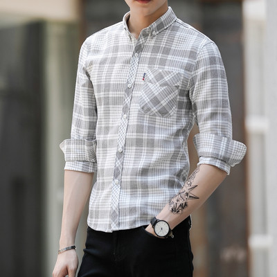 Cămașă bărbați în carouri cu buzunar în patru culori