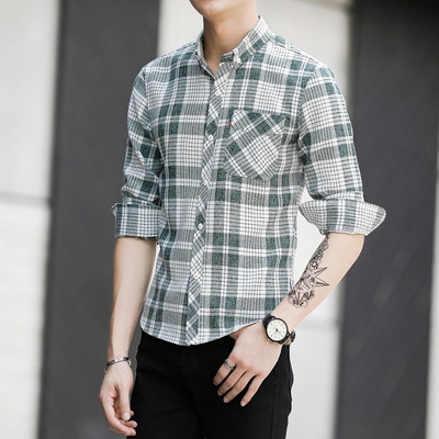 Cămașă bărbați în carouri cu buzunar în patru culori