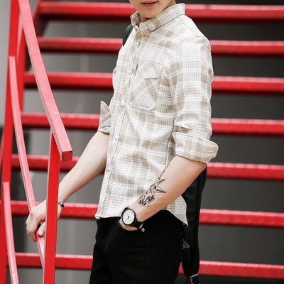 Cămașă bărbați în carouri cu buzunar în patru culori