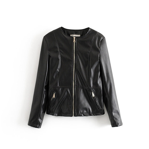 Geaca de dama moderna cu fermoar de culoare neagra