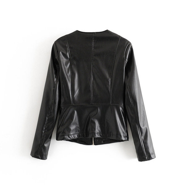 Geaca de dama moderna cu fermoar de culoare neagra