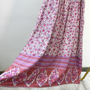 Rochie lunga de dama cu bretele subtiri si model colorat