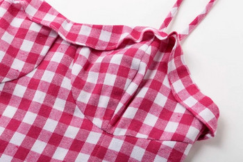 Rochie de damă în carouri stil nou model în roșu și negru