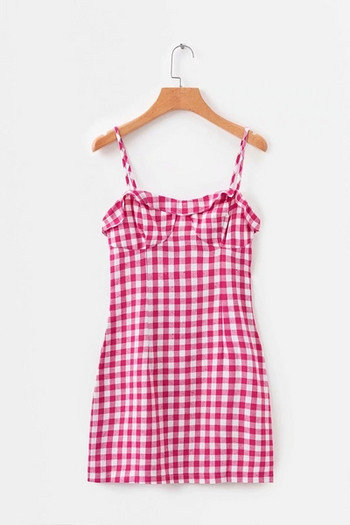 Rochie de damă în carouri stil nou model în roșu și negru