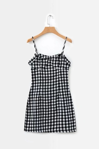 Rochie de damă în carouri stil nou model în roșu și negru