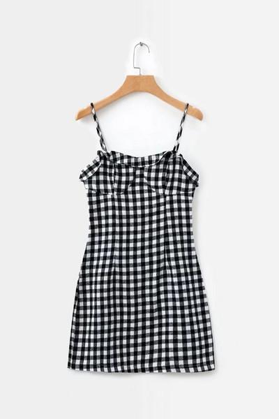 Rochie de damă în carouri stil nou model în roșu și negru