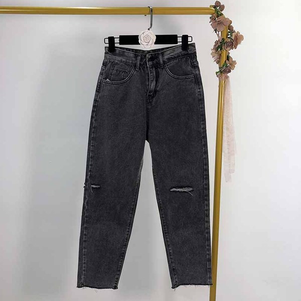 Női hosszú farmer, magas derékkal, szakadt motívummal