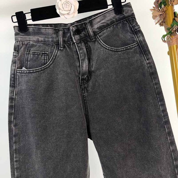 Női hosszú farmer, magas derékkal, szakadt motívummal