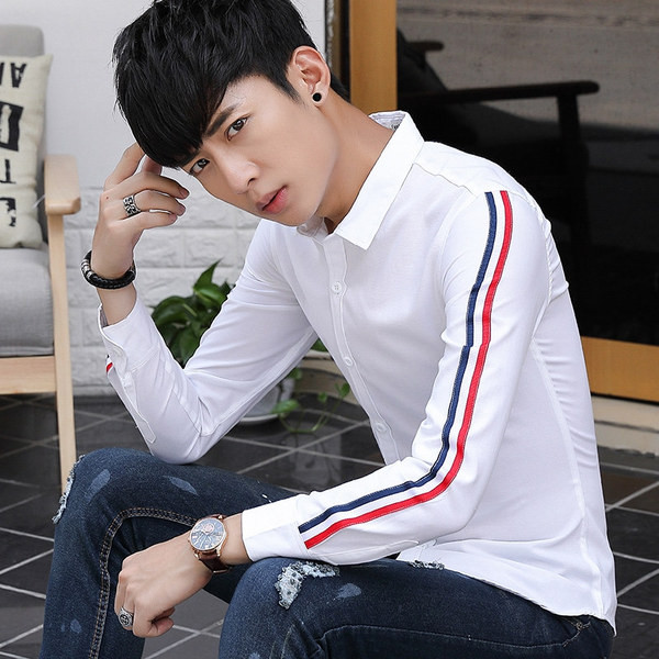 Cămașă actuală pentru bărbați în patru culori - cu mâneci lungi