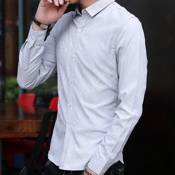 Cămașă modernă pentru bărbați, cu mâneci lungi, în trei culori