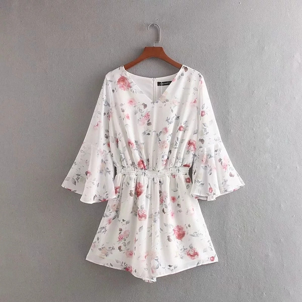 Lótuszujjú, virágmintás női overall